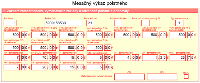 Mesačný výkaz poistného