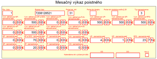 Mesačný výkaz poistného